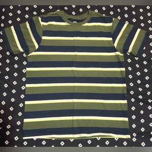 Wonder Nation boys striped olive green,navy,yellow t-shirt- size L(husky)